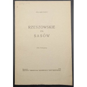 Julian Nieć Rzeszowskie za Sasów Szkic historyczny Jahr 1938
