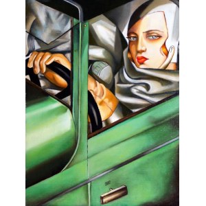 Eugeniusz Slusarski ( 1947), Self-portrait in a green Bugatti, 2021