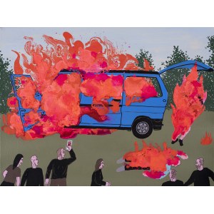Michal Cygan, Burning Car, 2022