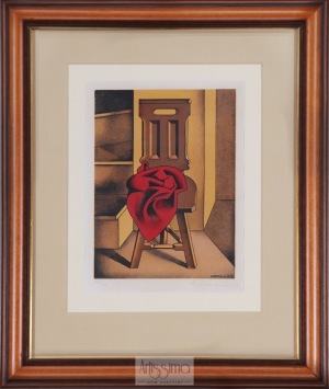 Henryk Berlewi, Krzesło z czerwoną tkaniną, 1950