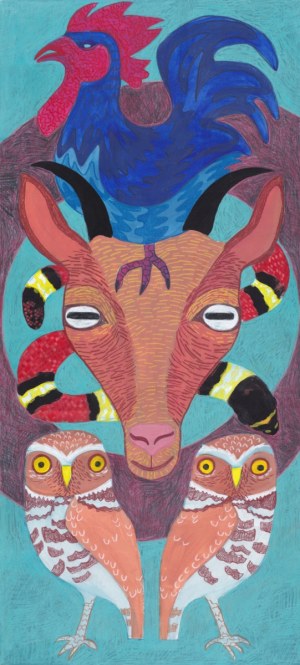 Malwina Jachimczak (ur. 1983), Rooster / Goat / The Milk Snake / The Burrowing Owl Totem, 2021