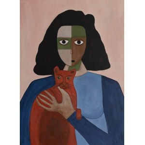 Gosia Sendlewska (b. 1988), Woman with a cat, 2022