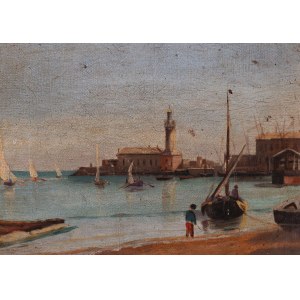 BOATS IN THE PORT, k. 19th century.