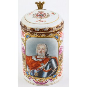 KUFEL WITH PORTRAIT OF KING AUGUST III SAS, Saxony, Meissen, 2nd half of the 19th century.