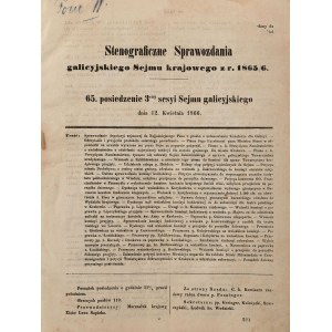 STENOGRAFISCHE BERICHTE DES GALICISCHEN NATIONALPARLAMENTS DES JAHRES 1865/6