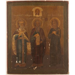 IKON, THREE Saints, Russia, 19th century.
