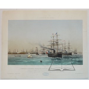 (French Fleet on its way to the Baltic). L'escade cuirassee francaise, partant de Cherbourg pour la Baltique.