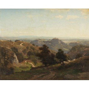 Carl Gustav Rodde (1830 Gdańsk - 1906 Berlin), Pejzaż z zamkiem, 1883 r.
