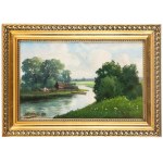 Stanislaw Vronsky (1848-1898), Landschaft mit einer Fischerhütte an einem Fluss, 1895.