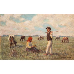 Jan Ludwik Sobecki (1876-1933), On a pasture, 1917.