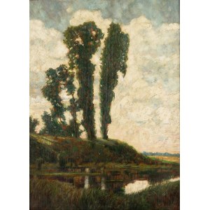Adam Pełczyński (1865 Gorlice - 1926), Poplars over the floodplain