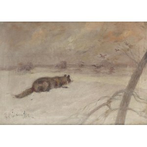 Mieczyslaw Korwin-Piotrowski (1869 Kamieniec Podolski - 1930 Lviv), Fox on the Chat