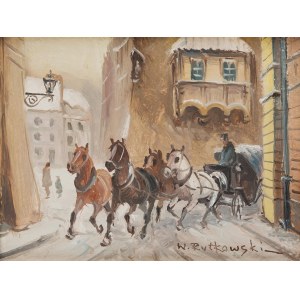 Włodzimierz Rutkowski (1915-1992), A horse-drawn carriage in Warsaw's Old Town