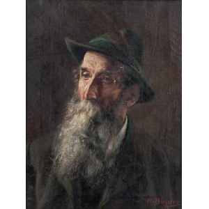 Alois Binder (1857 Graz - 1933 München), Bildnis eines Mannes mit Hut (bayerisch)