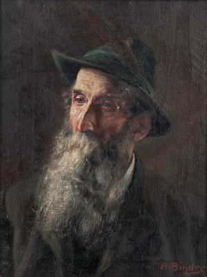 Alois Binder (1857 Graz - 1933 Monachium), Portret mężczyzny w kapeluszu (Bawarczyka)