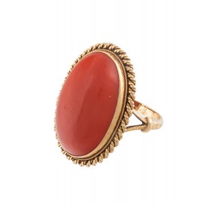 Ring with coral, 2nd half of 20th century.