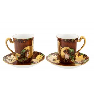 Paar Jugendstil-Kaffeetassen, Limoges, Tressemann &amp; Vogt, 1907-1919