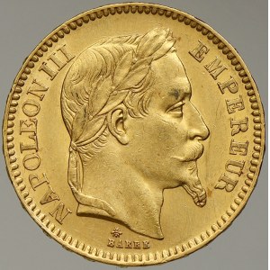 Francie. Ludvík Napoleon III. (1852-70). 20 frank 1863 A