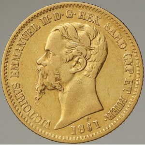Itálie - Sardinie. Viktor Emanuel II. (1849-61). 20 lira 1861 B
