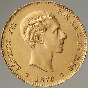 Španělsko. 25 peseta 1876/1962 (8,06 g) – doražba z doby F. Franca