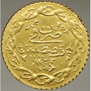Turecko. Mahmud II. (1808-39). 1 cedid mahmudiye AH 1223/28, minc. Konstantinopol