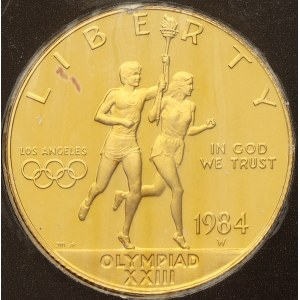 USA. 10 dollar 1984 Olympijské hry. zataveno v kartě