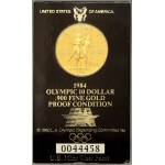 USA. 10 dollar 1984 Olympijské hry. zataveno v kartě