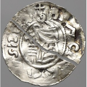 Břetislav I. (1037-55). Denár. Cach-313. rozlomený na dvě části