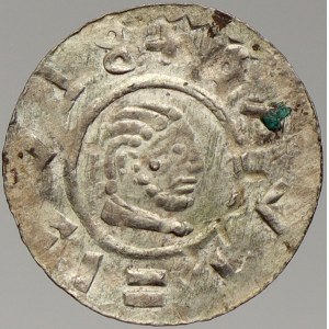 Břetislav II. (1092-1100). Denár. Cach-390b, Šmerda-168a. Starý podložní lístek + sáček