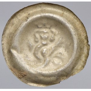 Přemysl Otakar II. (1253-78). Brakteát střední (0,46 g) 28 mm. Cach-850. okraj