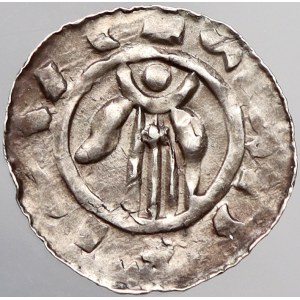 Ota I. Sličný (1061-87). Olomoucký denár. Cach-371. korumpované opisy