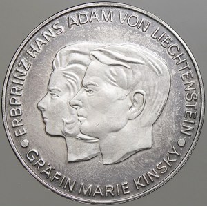 Liechtenstein. Hans Adam II. (1989-). Svatební medaile s princeznou Marií Kinskou 1967.