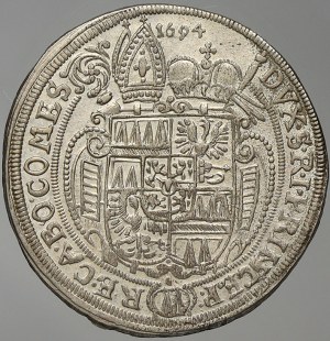 Olomouc, arcibiskupství. Karel II. Liechtenstein (1664-95). XV krejcar 1694.