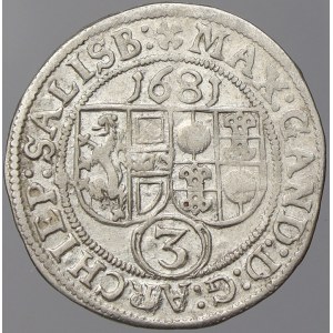 Salzburg, arcibiskupství. 3 krejcar 1681