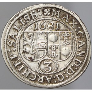 Salzburg, arcibiskupství. 3 krejcar 1681
