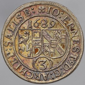 Salzburg, arcibiskupství. 3 krejcar 1689.