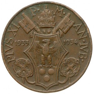 Vatikán, církevní stát. 5 centesimi 1933/34 jubilejní rok