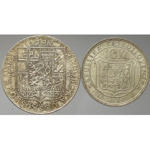 Československo 1919 – 1938. 20 Kč 1933, 10 Kč 1928 TGM. patina