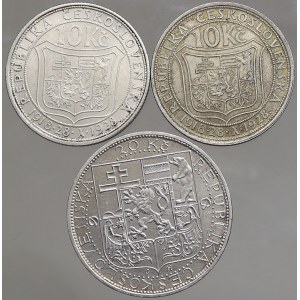 Československo 1919 – 1938. 20 Kč 1937 TGM, 10 Kč 1928 TGM (2x)