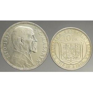 Československo 1919 – 1938. 20 Kč 1937 TGM, 10 Kč 1928 TGM
