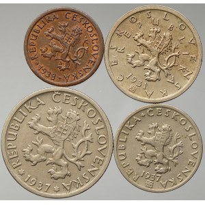 Československo 1919 – 1938. 1 Kč 1937, 50 hal. 1931, 20 hal. 1937, 10 hal. 1938