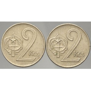 Československo 1953 – 1992. 2 Kčs 1973 obě varianty vlnovky na hraně
