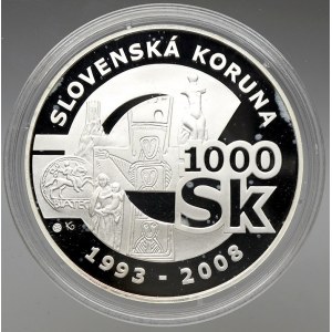 Slovenská republika 1993 – 2008. 1000 Sk 2008 rozloučení s korunou. č. pošk. vnějšího povrchu etue