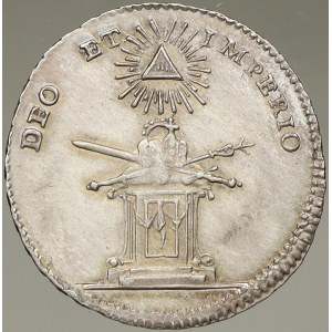 František Lotrinský. Menší žeton ke korunovaci na římského krále ve Frankfurtu 1745