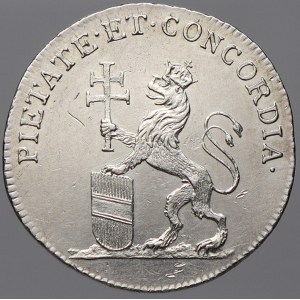 Leopold II. Malý žeton ke korunovaci na českého krále v Praze 6.9.1791.