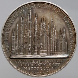 Ferdinand V. Stříbrná medaile na korunovaci královského páru v Miláně. 
