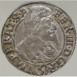 Ferdinand III. 3 krejcar 1639 Praha – Wolker. MKČ-1180. n. nedor.