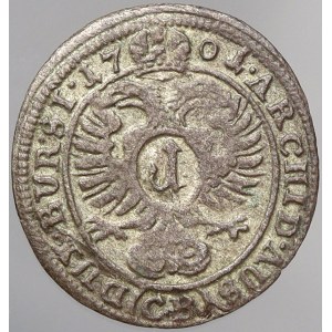 Leopold I. 1 krejcar 1701 CB Břeh – Brettschneider. Nech.-958