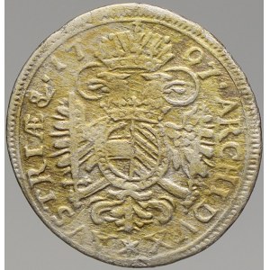 Josef I. 3 krejcar 1707 Mnichov. zlatistvá patina