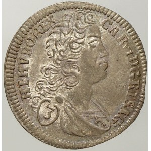 Karel VI. 3 krejcar 1725 Praha – Scharff. MKČ-1838